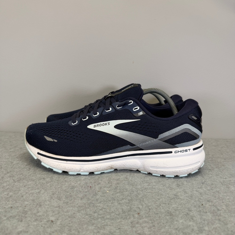 Brooks Ghost 15 Womens Shoes Size 8 Wide Navy Blue Running Sneakers 1203801D450